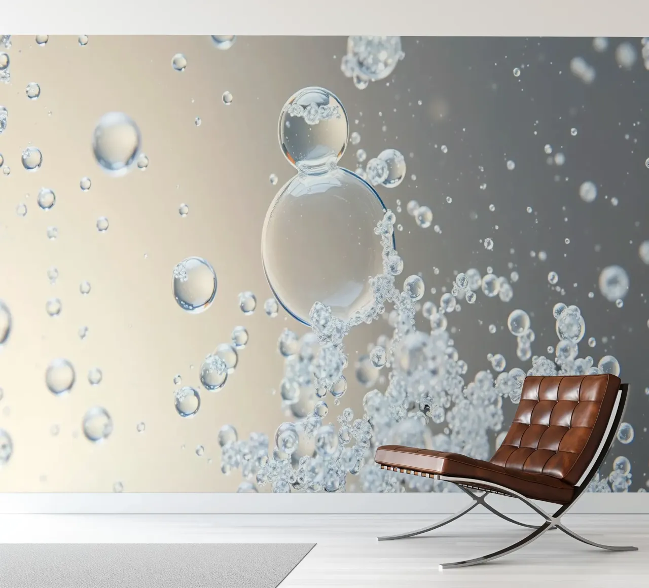 Des bulles se forment dans une eau liquide claire papier peint photo de DesignDoodle