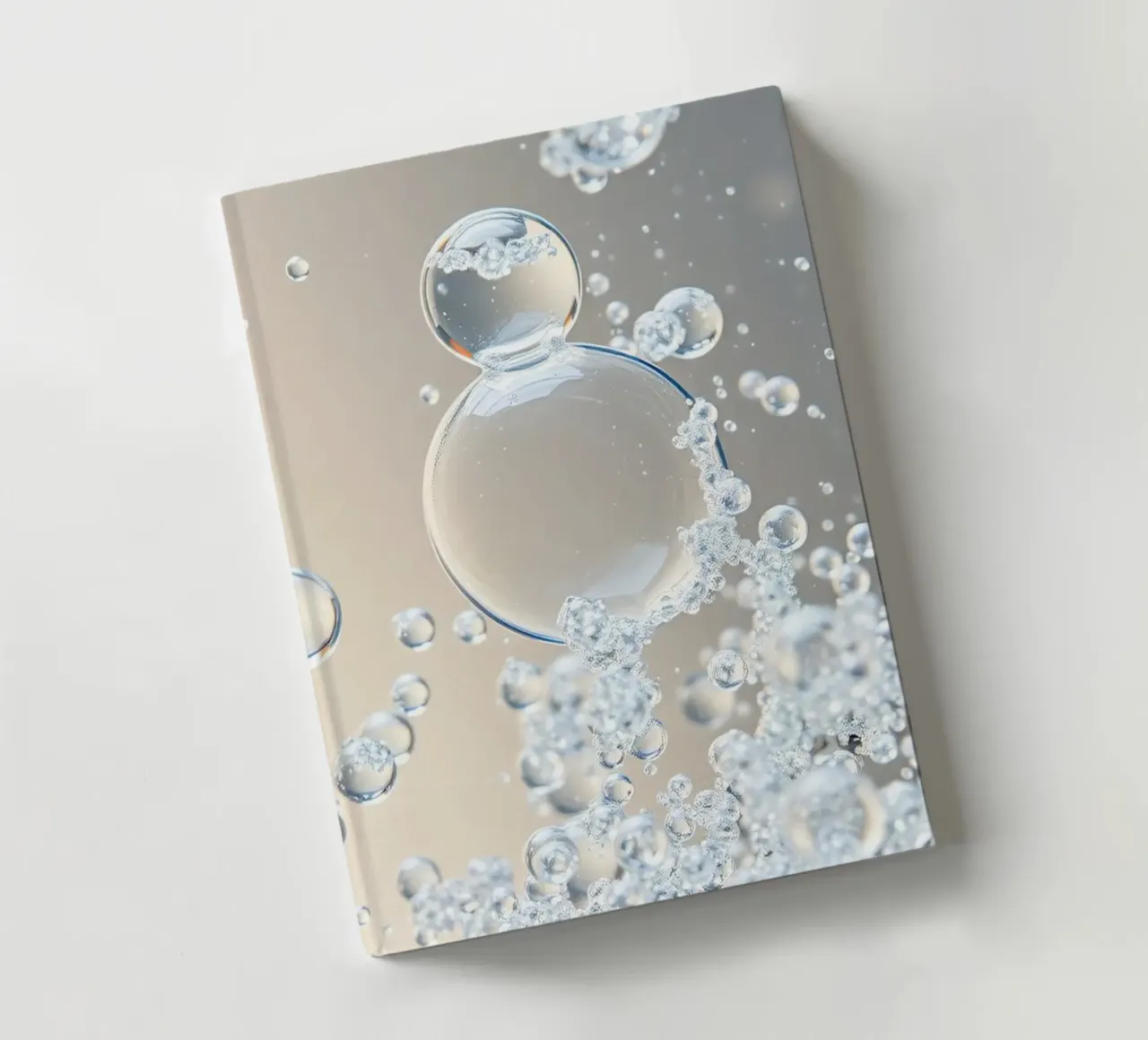 Des bulles se forment dans une eau liquide claire carnet de notes de DesignDoodle