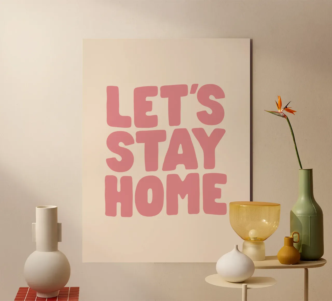 Restiamo a casa, moderno e accogliente design d'interni Typografie alluminio dibond da THE MOTIVATED TYPE