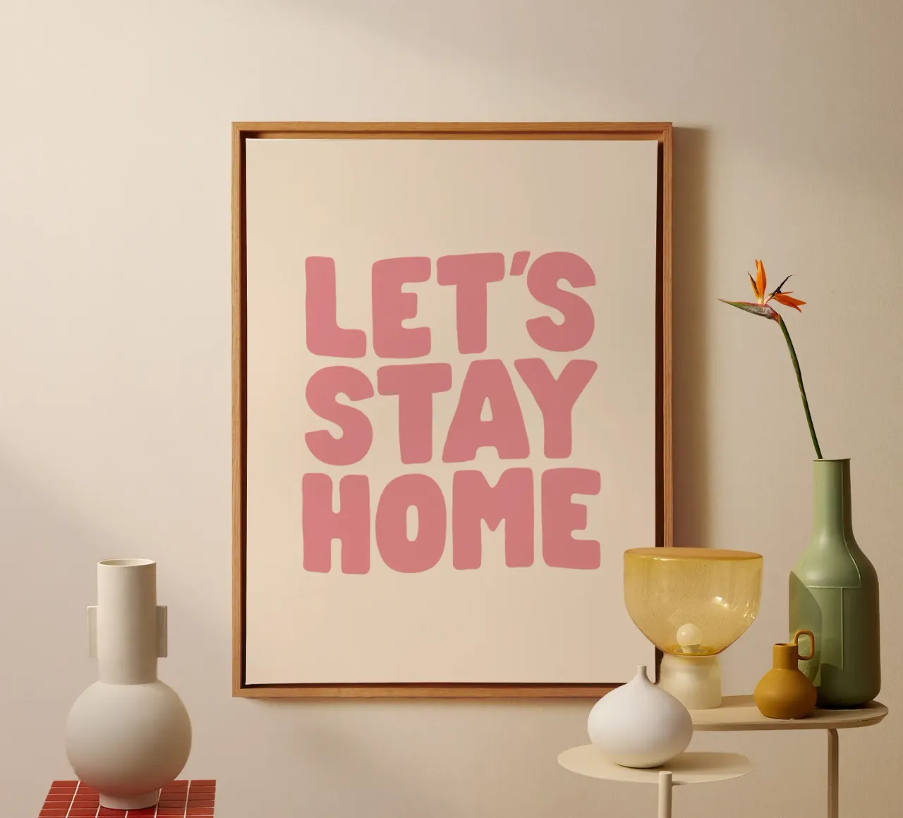 Restiamo a casa, moderno e accogliente design d'interni Typografie tela con Cornice a cassetta da THE MOTIVATED TYPE