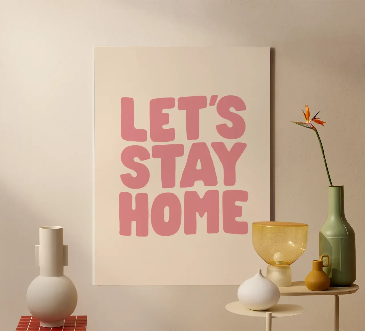 Restiamo a casa, moderno e accogliente design d'interni Typografie tela con Cornice a cassetta da THE MOTIVATED TYPE