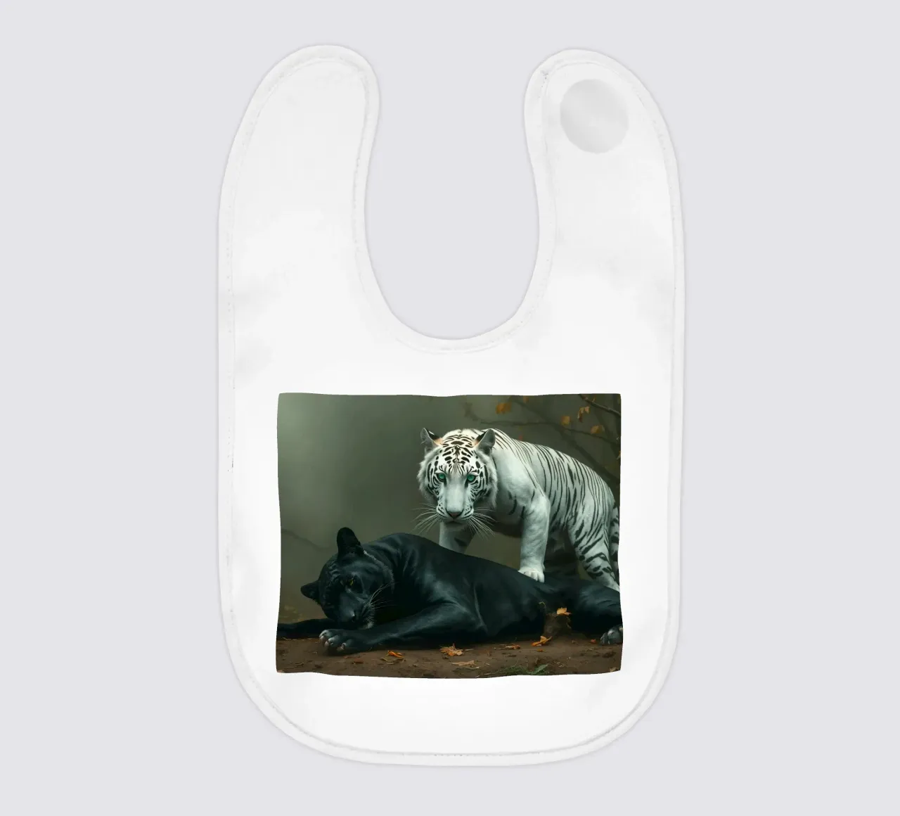 Raro incontro tra una tigre bianca e una pantera nera bavaglino da DesignDoodle