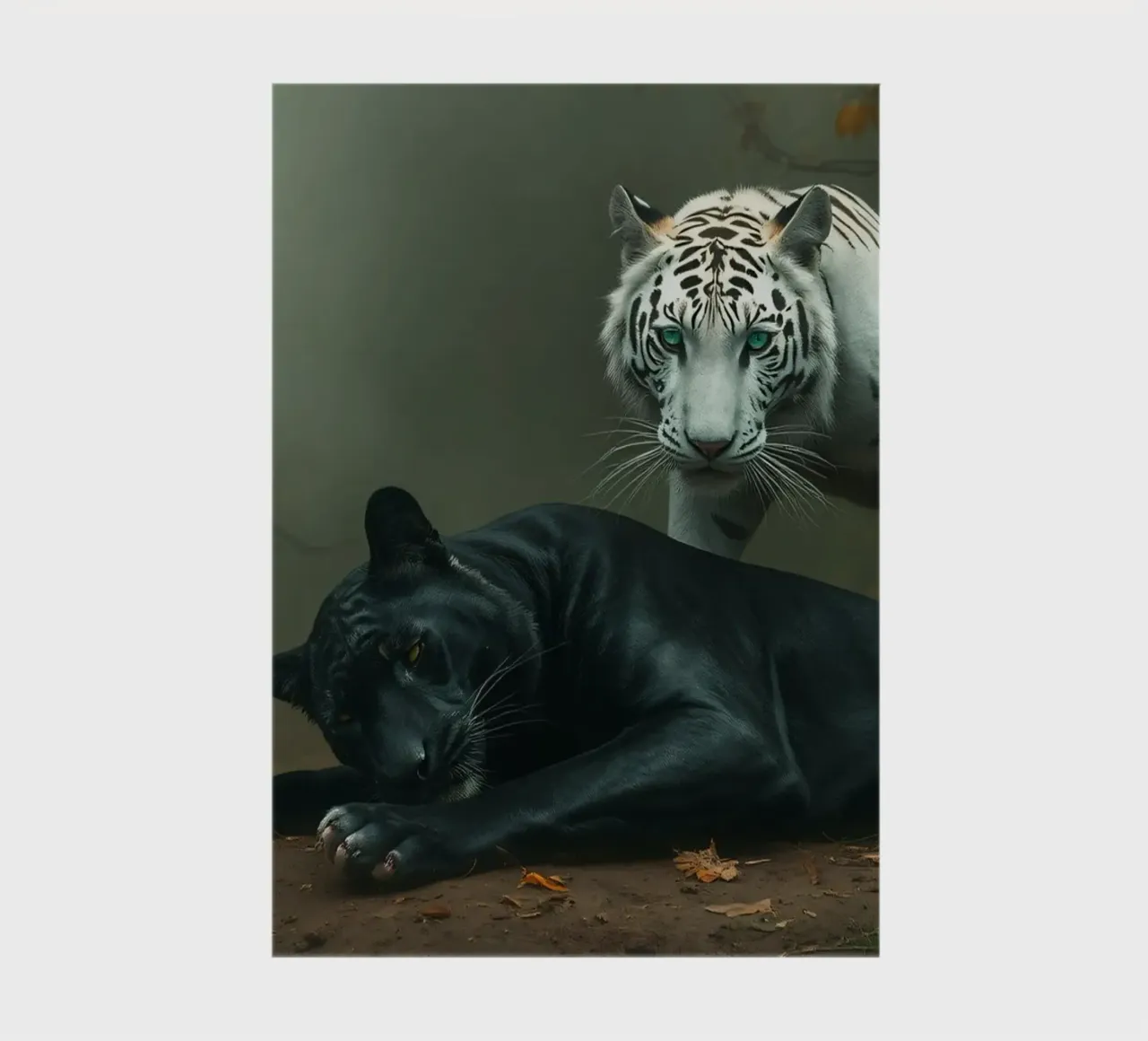Rare encounter between a white tiger and a black panther notebook by DesignDoodle
