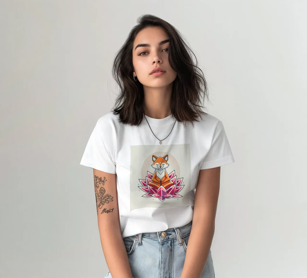 Ein friedlich meditierender Fuchs in Lotusblüte T-Shirt von namosh