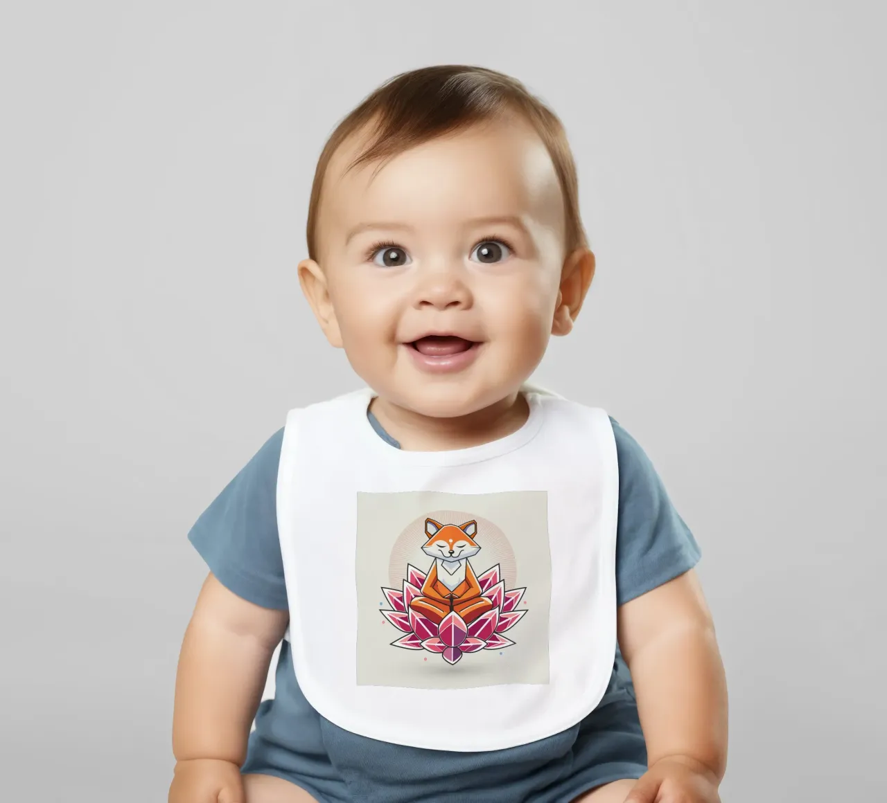 Ein friedlich meditierender Fuchs in Lotusblüte Babylätzchen von namosh