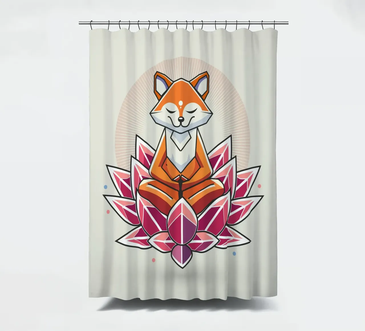 Ein friedlich meditierender Fuchs in Lotusblüte Duschvorhang von namosh