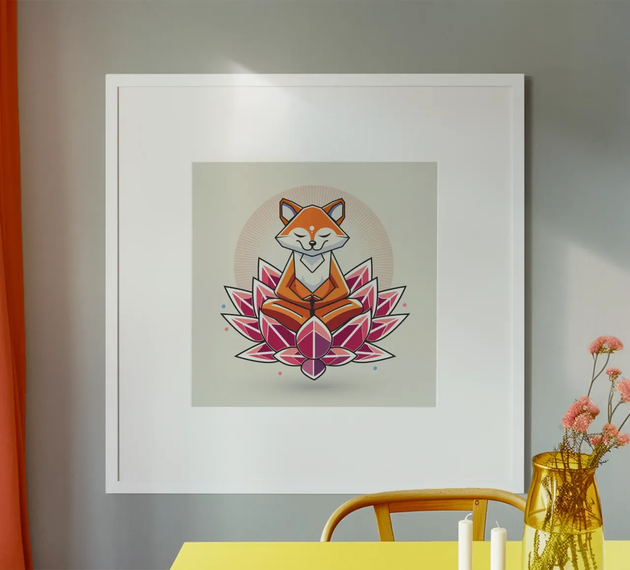 Ein friedlich meditierender Fuchs in Lotusblüte Hahnemühle von namosh