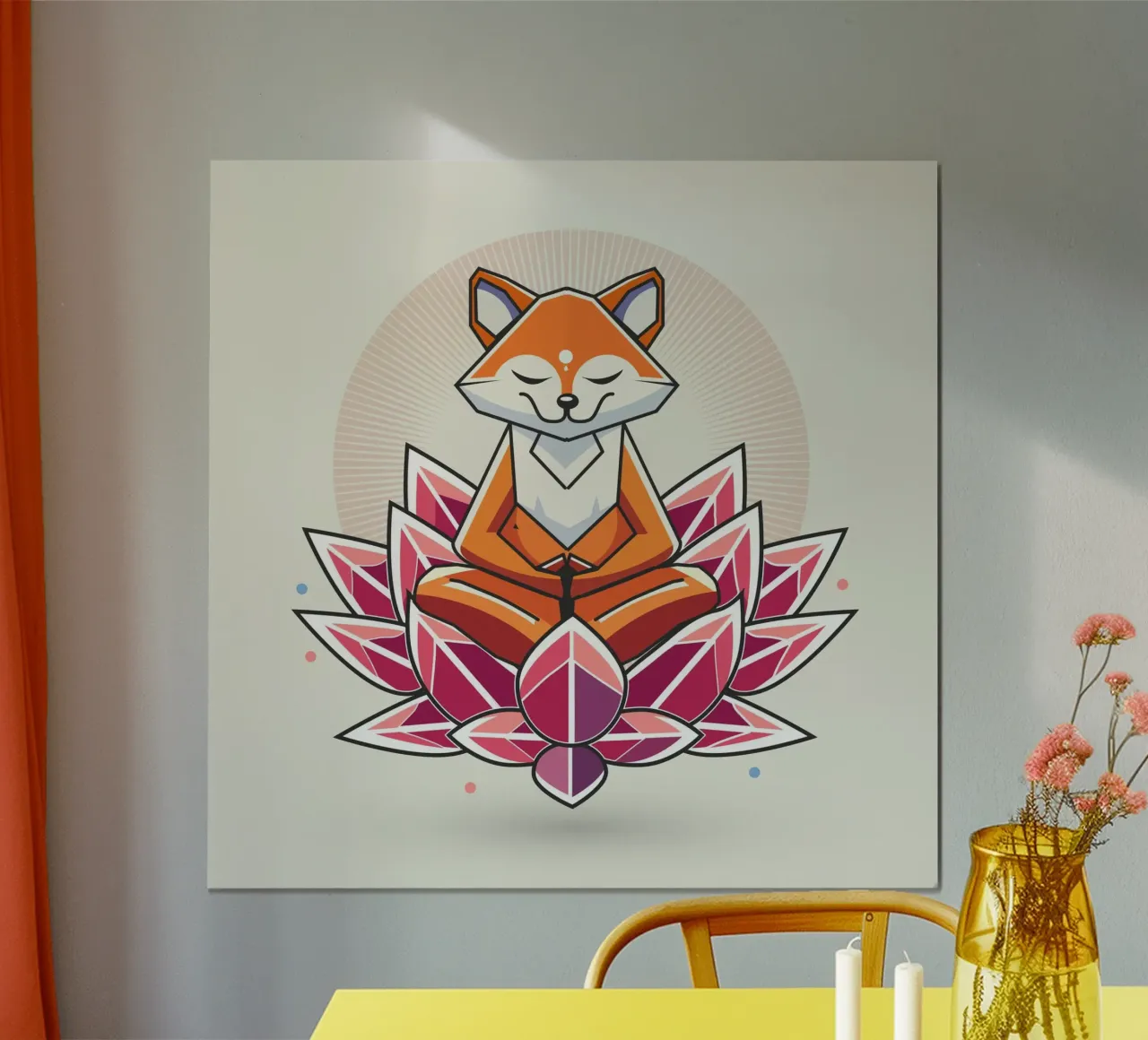 Ein friedlich meditierender Fuchs in Lotusblüte Hahnemühle von namosh