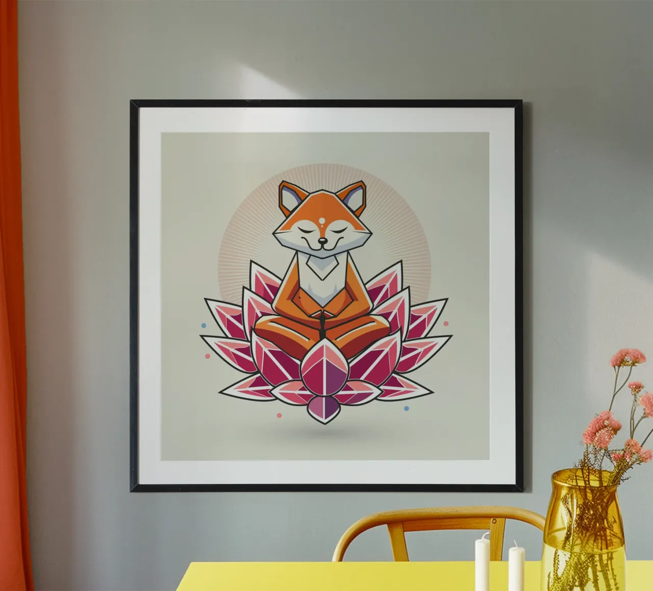 Ein friedlich meditierender Fuchs in Lotusblüte Hahnemühle von namosh