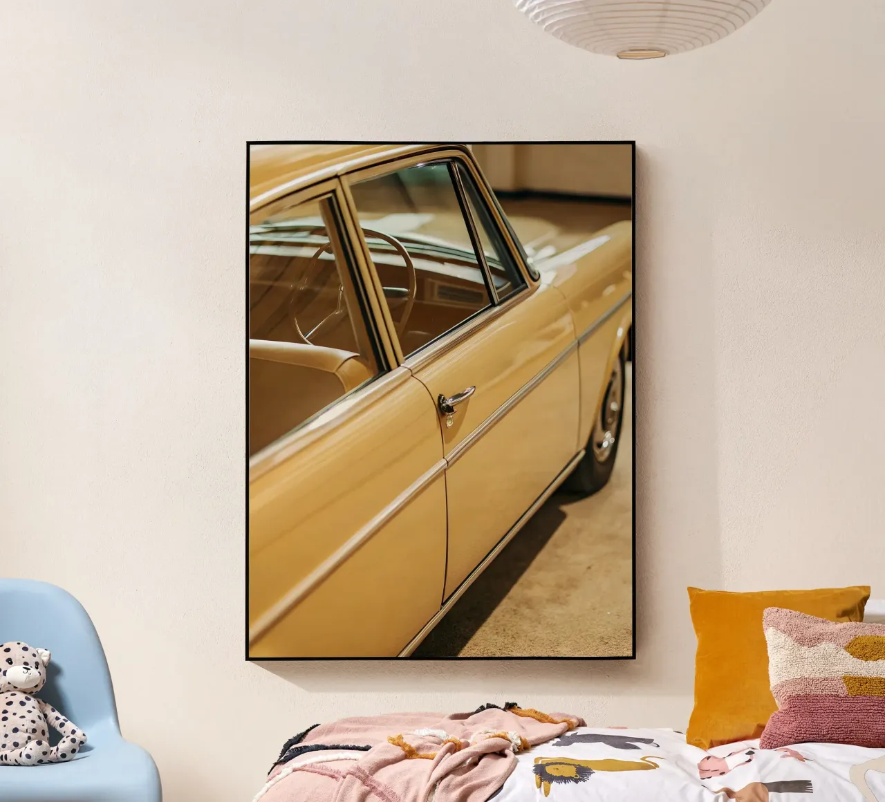 Gelber Oldtimer Acryl-Glas von CAR EDITION
