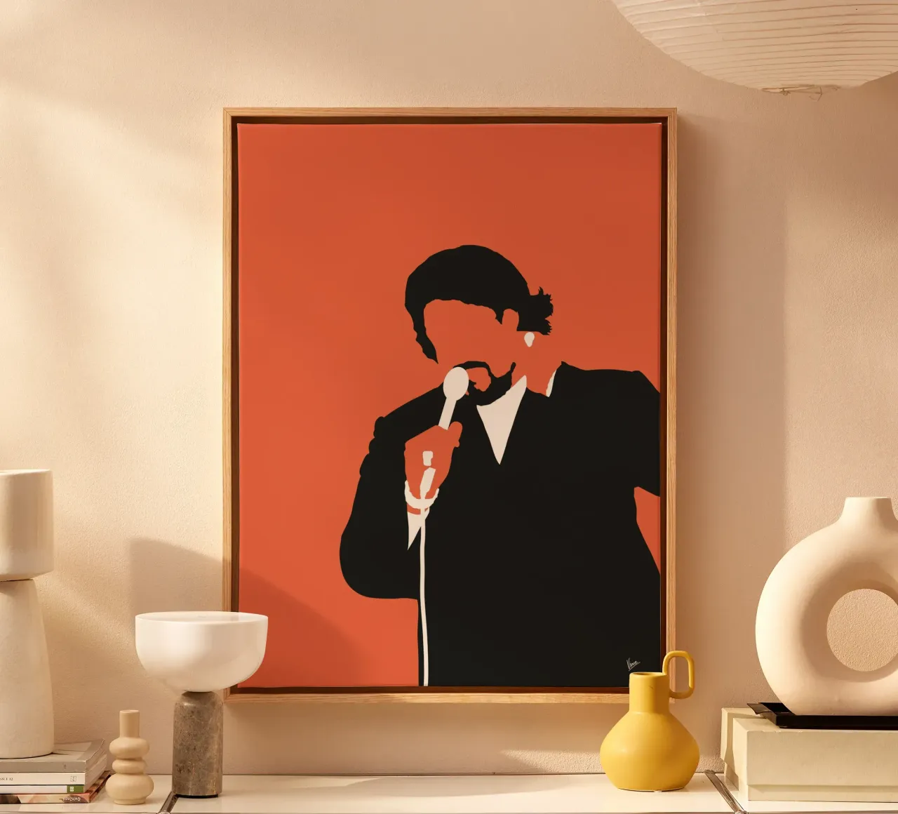 No263 Barry White canvas met Baklijst van Iconic Rockstars