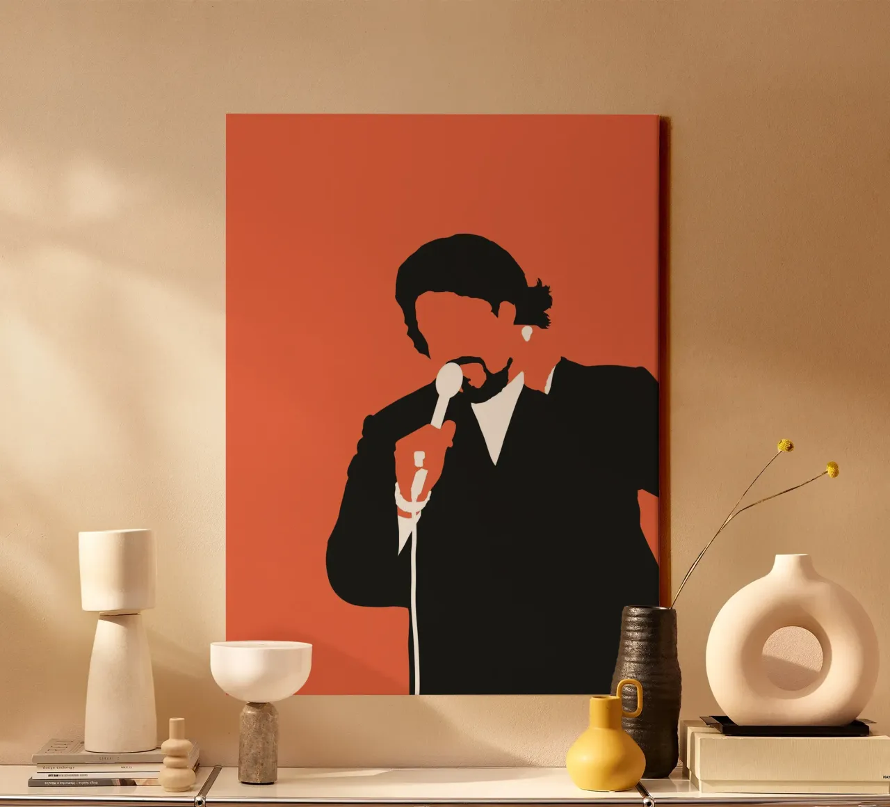 No263 Barry White canvas met Baklijst van Iconic Rockstars