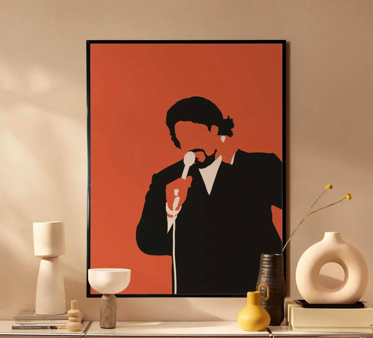 No263 Barry White poster con telaio in alluminio da Iconic Rockstars