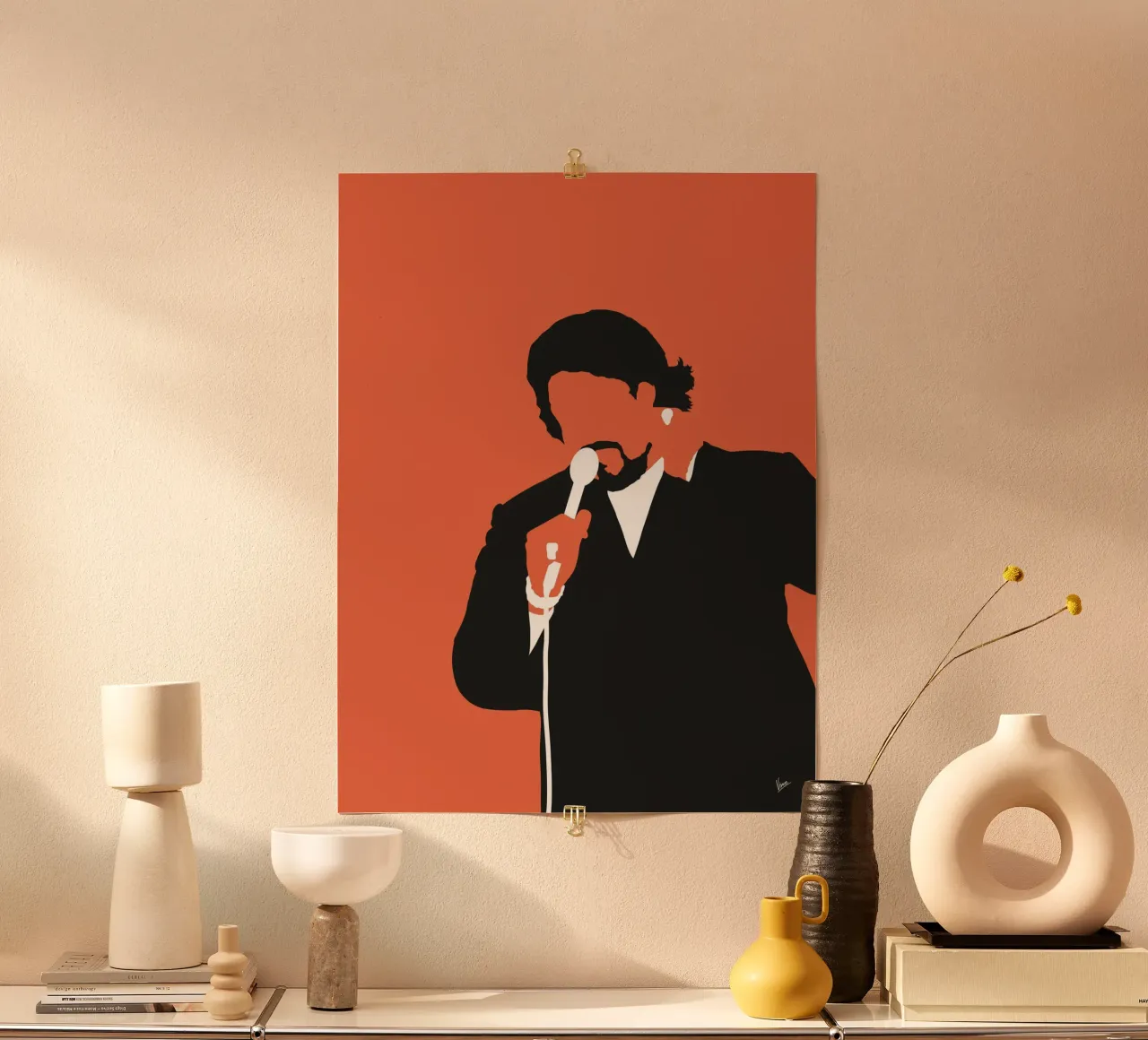 No263 Barry White poster con telaio in alluminio da Iconic Rockstars