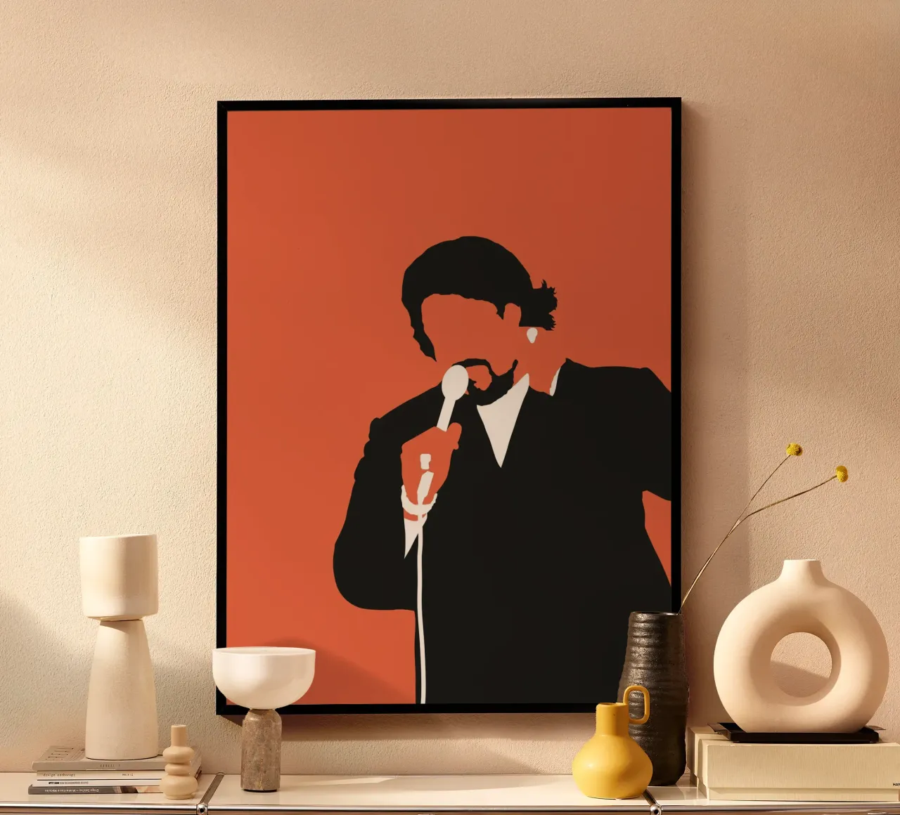 No263 Barry White poster con telaio in alluminio da Iconic Rockstars