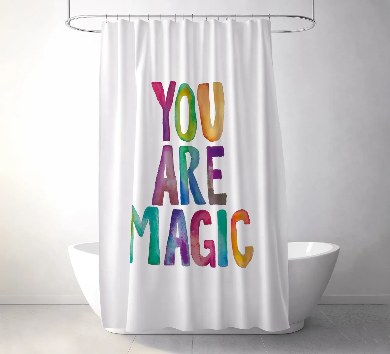 Sei magico Design tipografico arcobaleno per bambini tenda da doccia da THE MOTIVATED TYPE