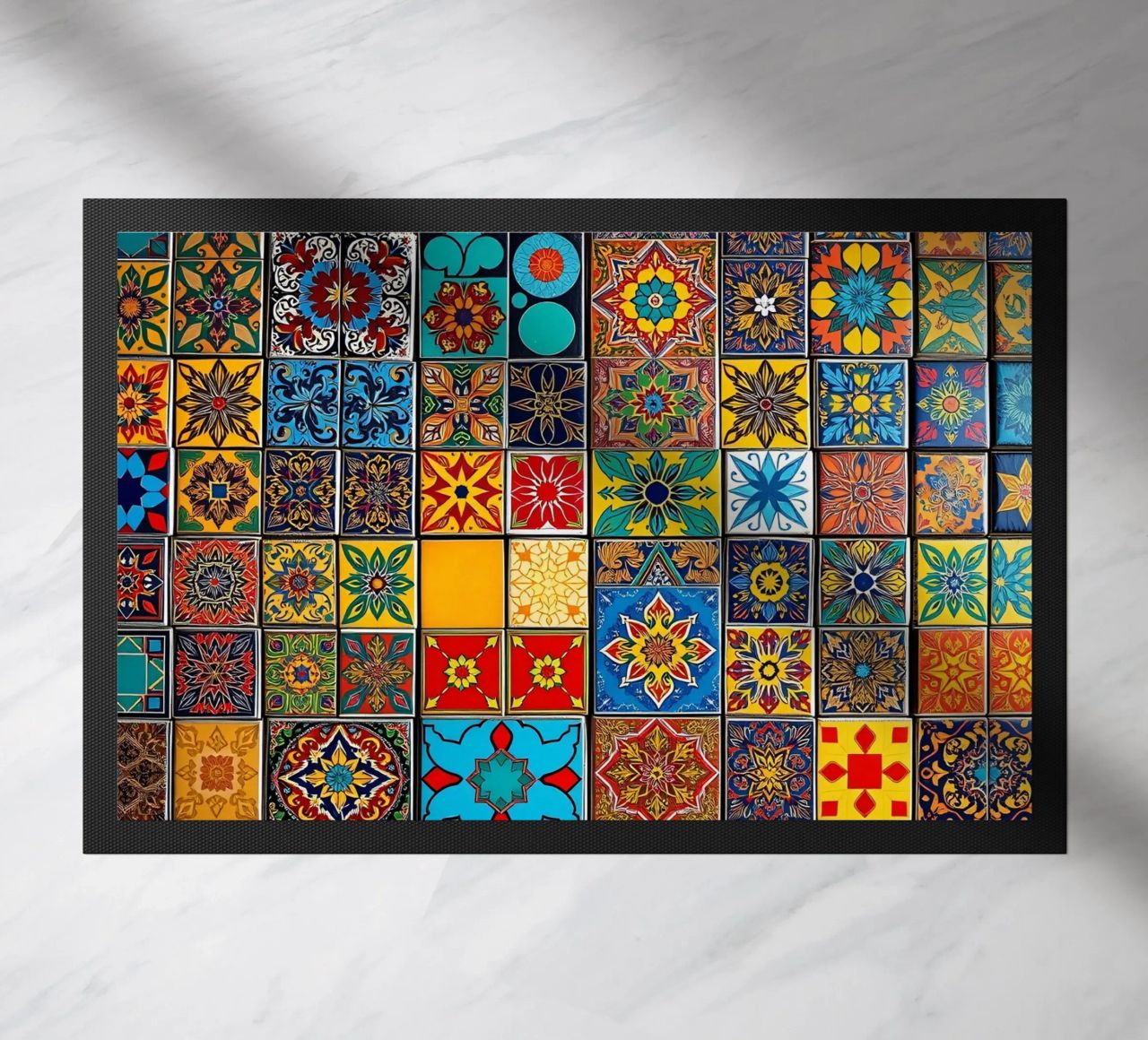 mosaic tiles display intricate patterns art doormat by DesignDoodle