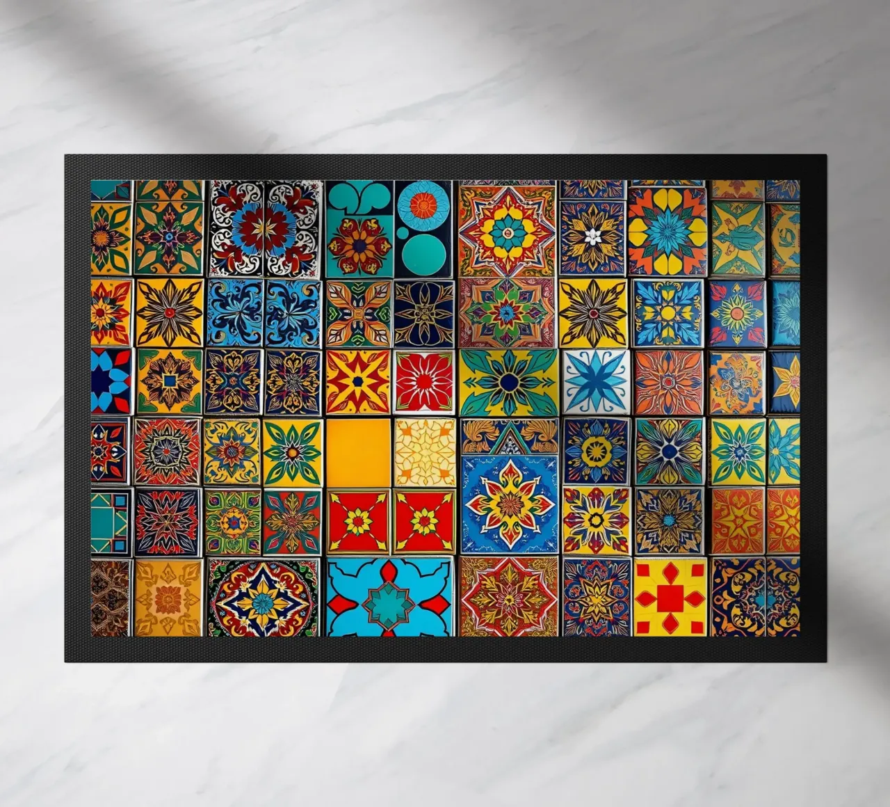 mosaic tiles display intricate patterns art doormat by DesignDoodle