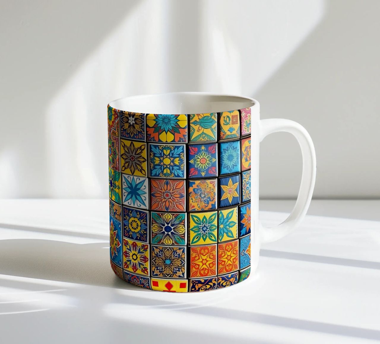 mosaic tiles display intricate patterns art ceramic mug by DesignDoodle