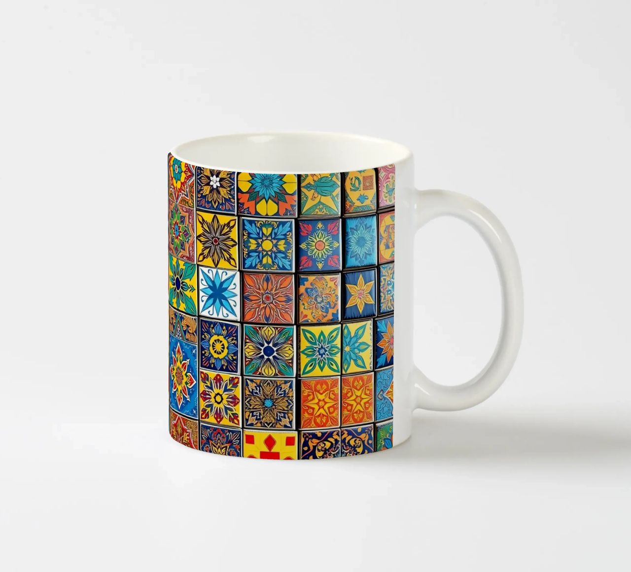 mosaic tiles display intricate patterns art ceramic mug by DesignDoodle