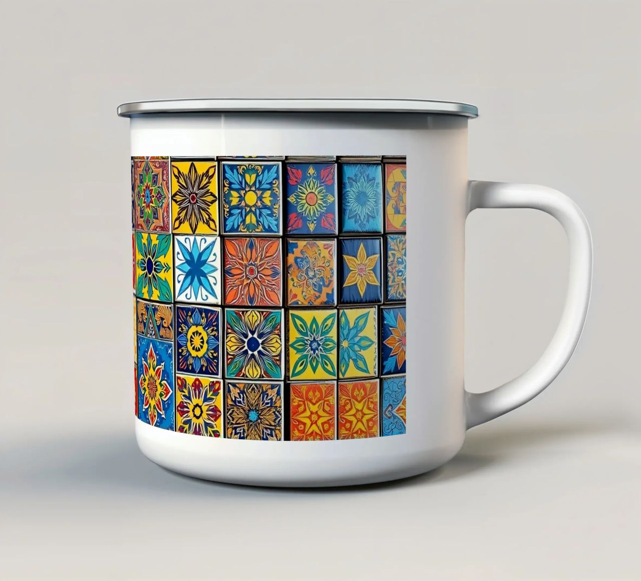 mosaic tiles display intricate patterns art enamel mug by DesignDoodle