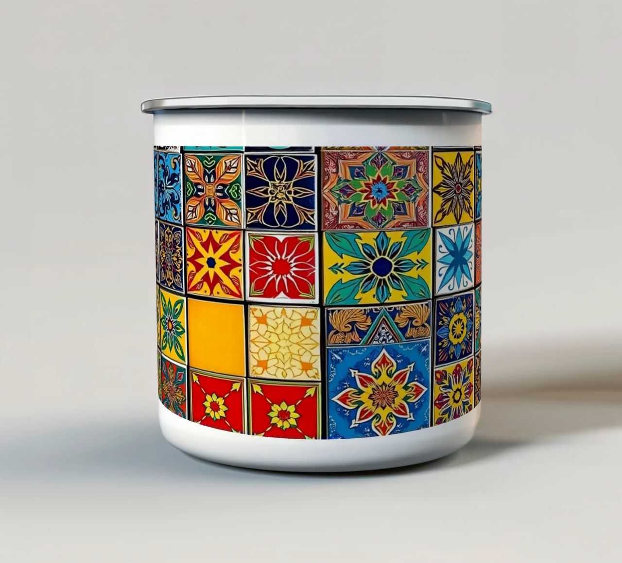 mosaic tiles display intricate patterns art enamel mug by DesignDoodle