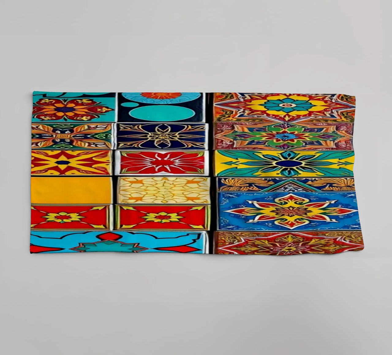 mosaic tiles display intricate patterns art towel by DesignDoodle