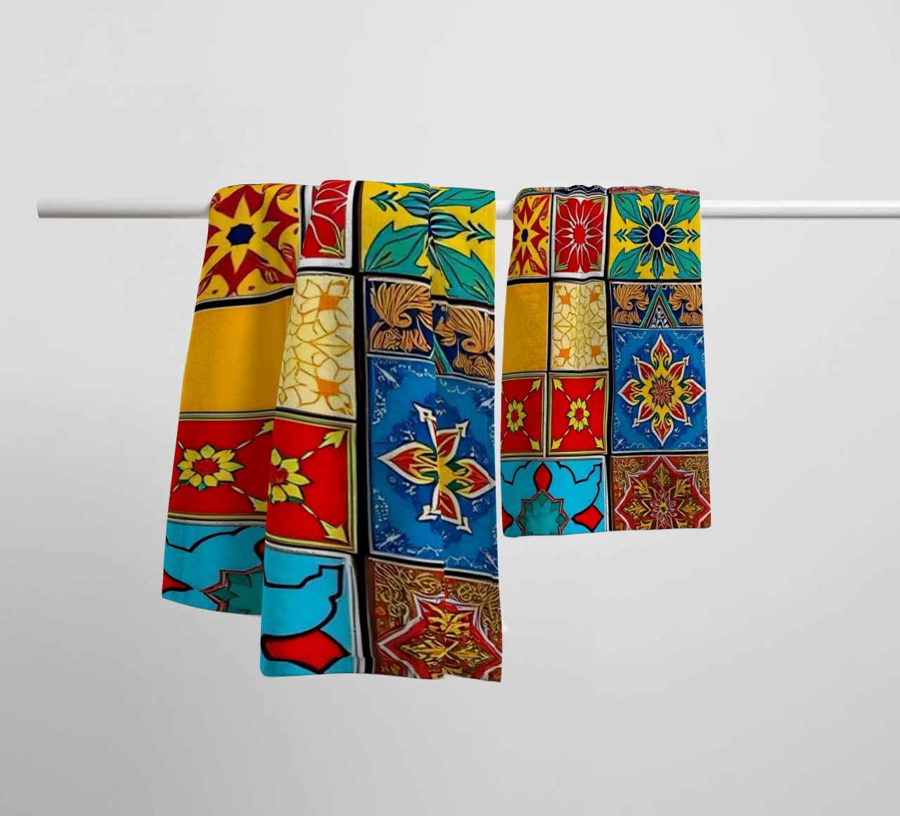 mosaic tiles display intricate patterns art towel by DesignDoodle