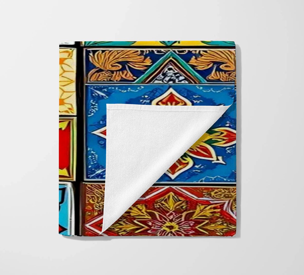 mosaic tiles display intricate patterns art beach towel by DesignDoodle