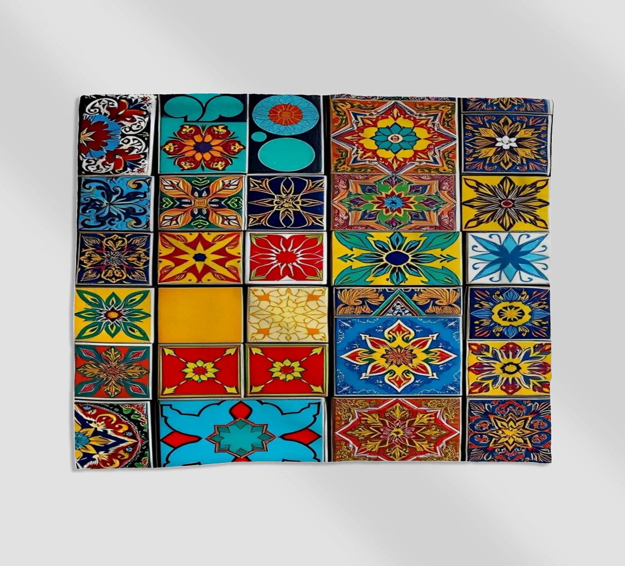 mosaic tiles display intricate patterns art beach towel by DesignDoodle