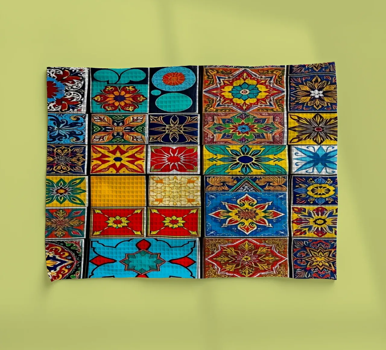 mosaic tiles display intricate patterns art tea towel by DesignDoodle