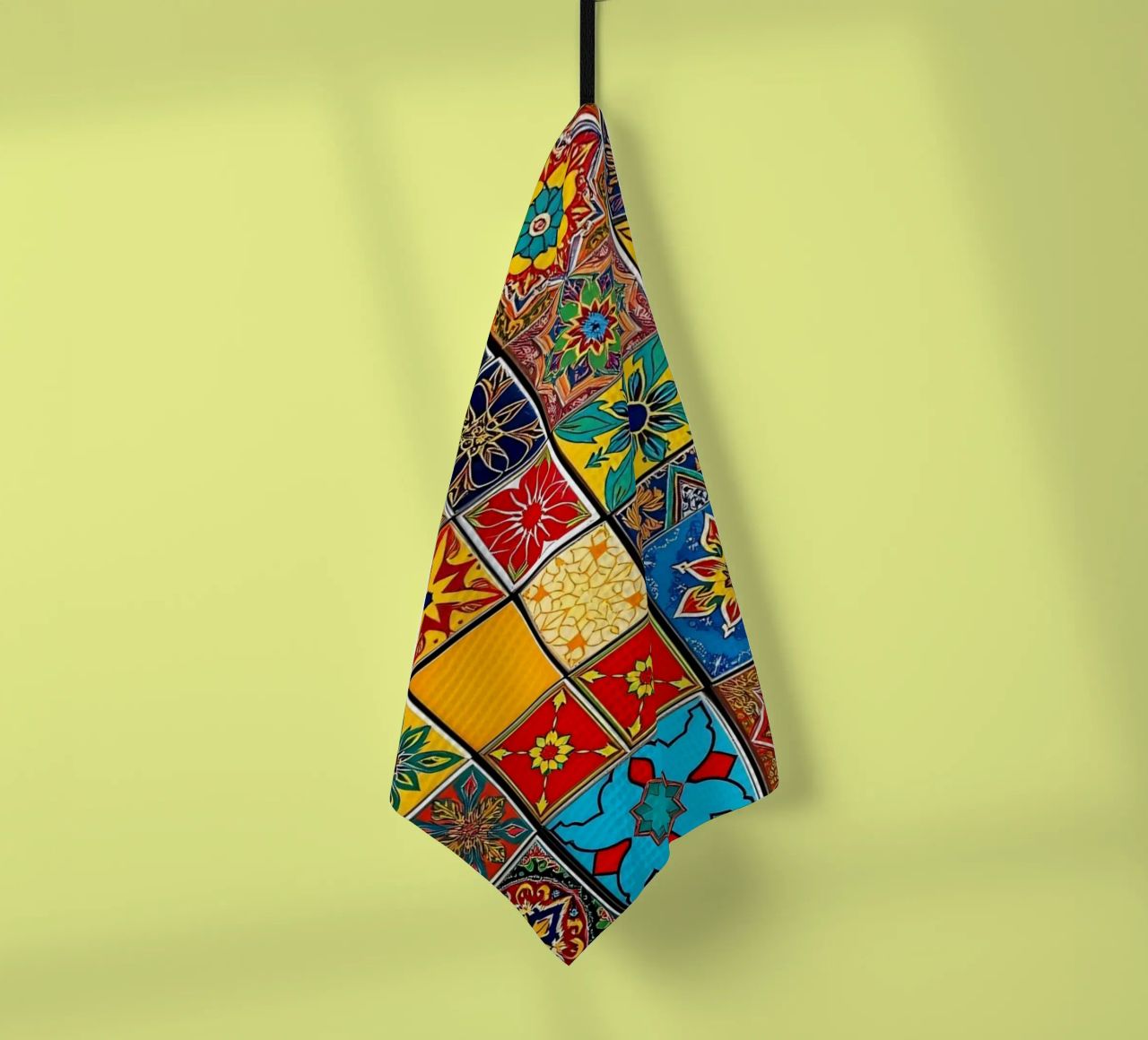 mosaic tiles display intricate patterns art tea towel by DesignDoodle