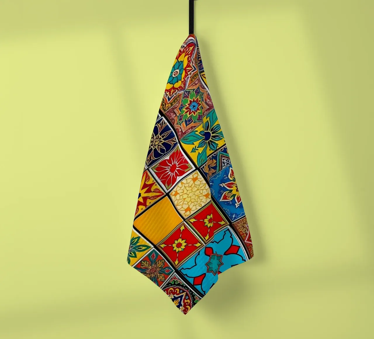 mosaic tiles display intricate patterns art tea towel by DesignDoodle