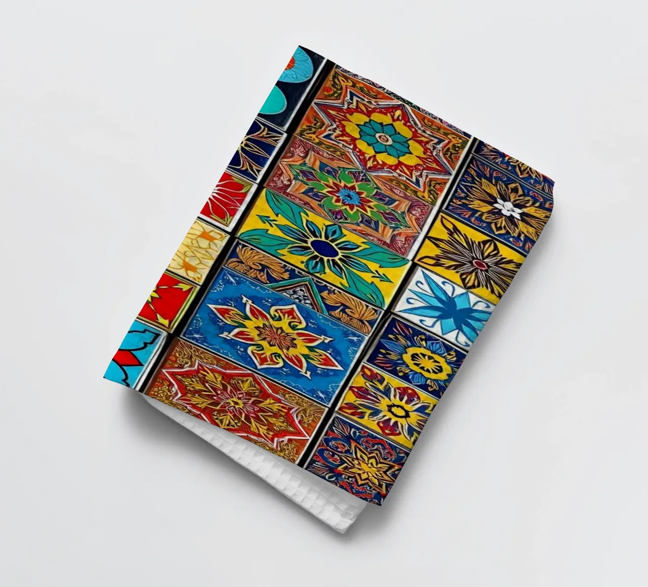 mosaic tiles display intricate patterns art tea towel by DesignDoodle
