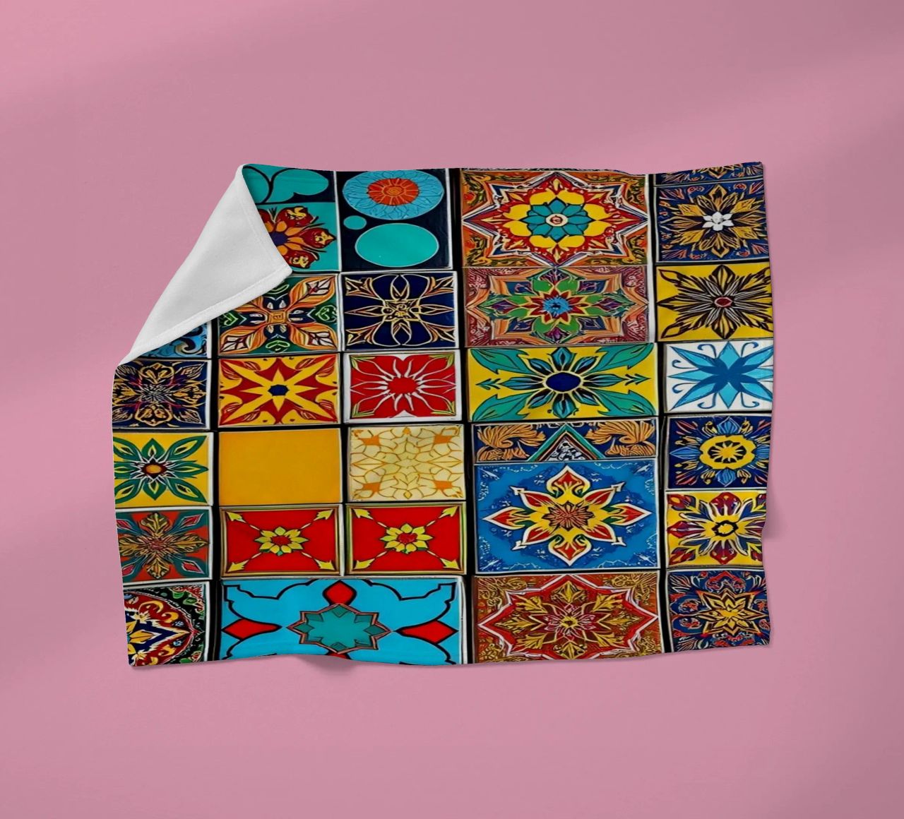 mosaic tiles display intricate patterns art fleece blanket by DesignDoodle