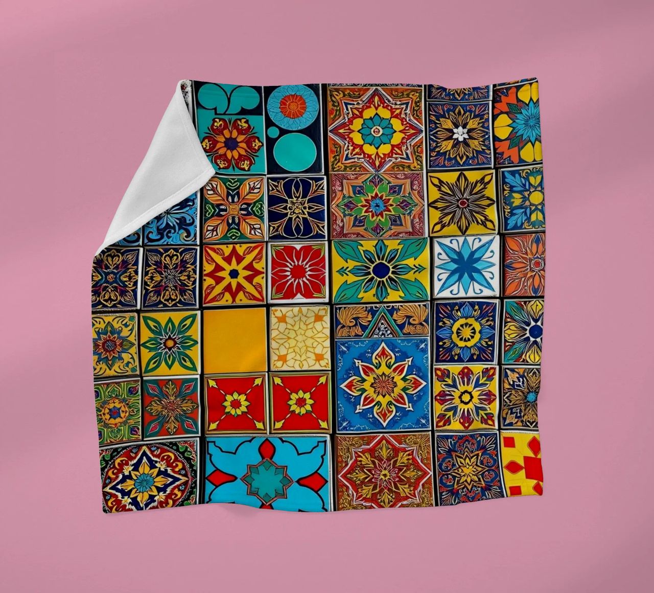mosaic tiles display intricate patterns art fleece blanket by DesignDoodle