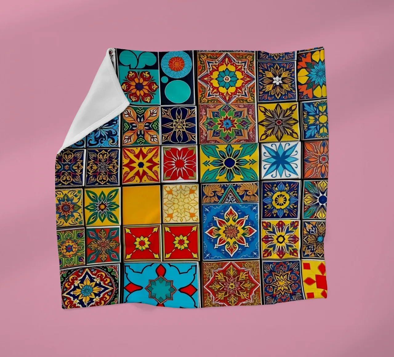 mosaic tiles display intricate patterns art fleece blanket by DesignDoodle