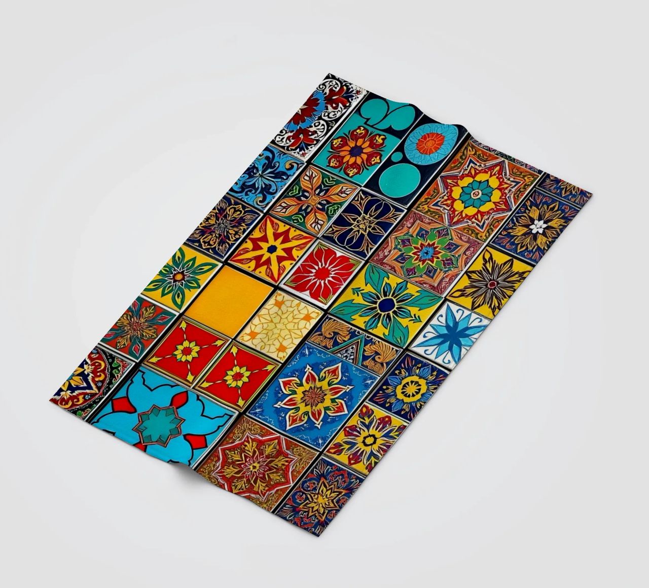 mosaic tiles display intricate patterns art fleece blanket by DesignDoodle