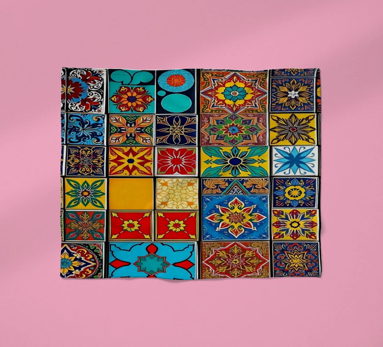 mosaic tiles display intricate patterns art fleece blanket by DesignDoodle