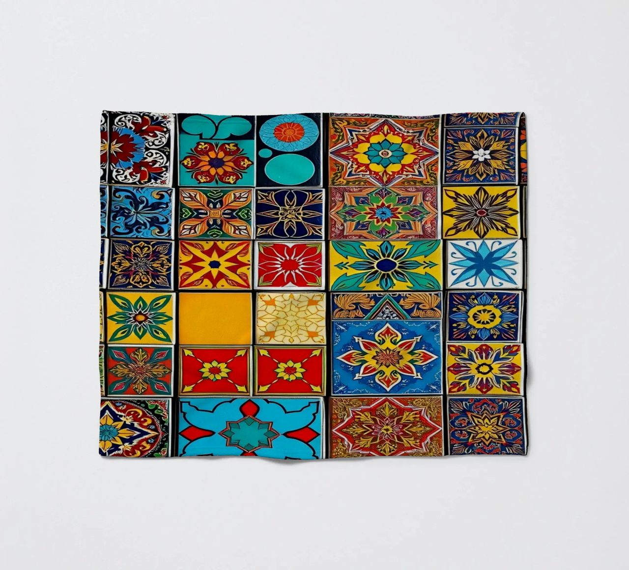 mosaic tiles display intricate patterns art fleece blanket by DesignDoodle