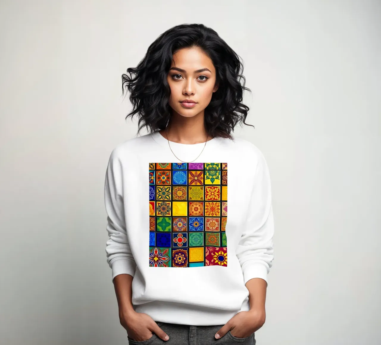 Carreaux de mosaïque colorés avec des motifs et des dessins complexes sweat de DesignDoodle