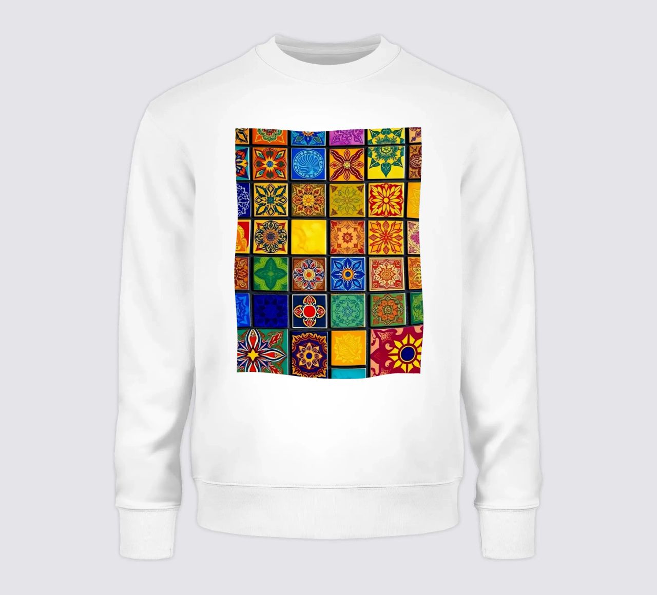 Colorful mosaic tiles with intricate patterns and design sweatshirt by DesignDoodle