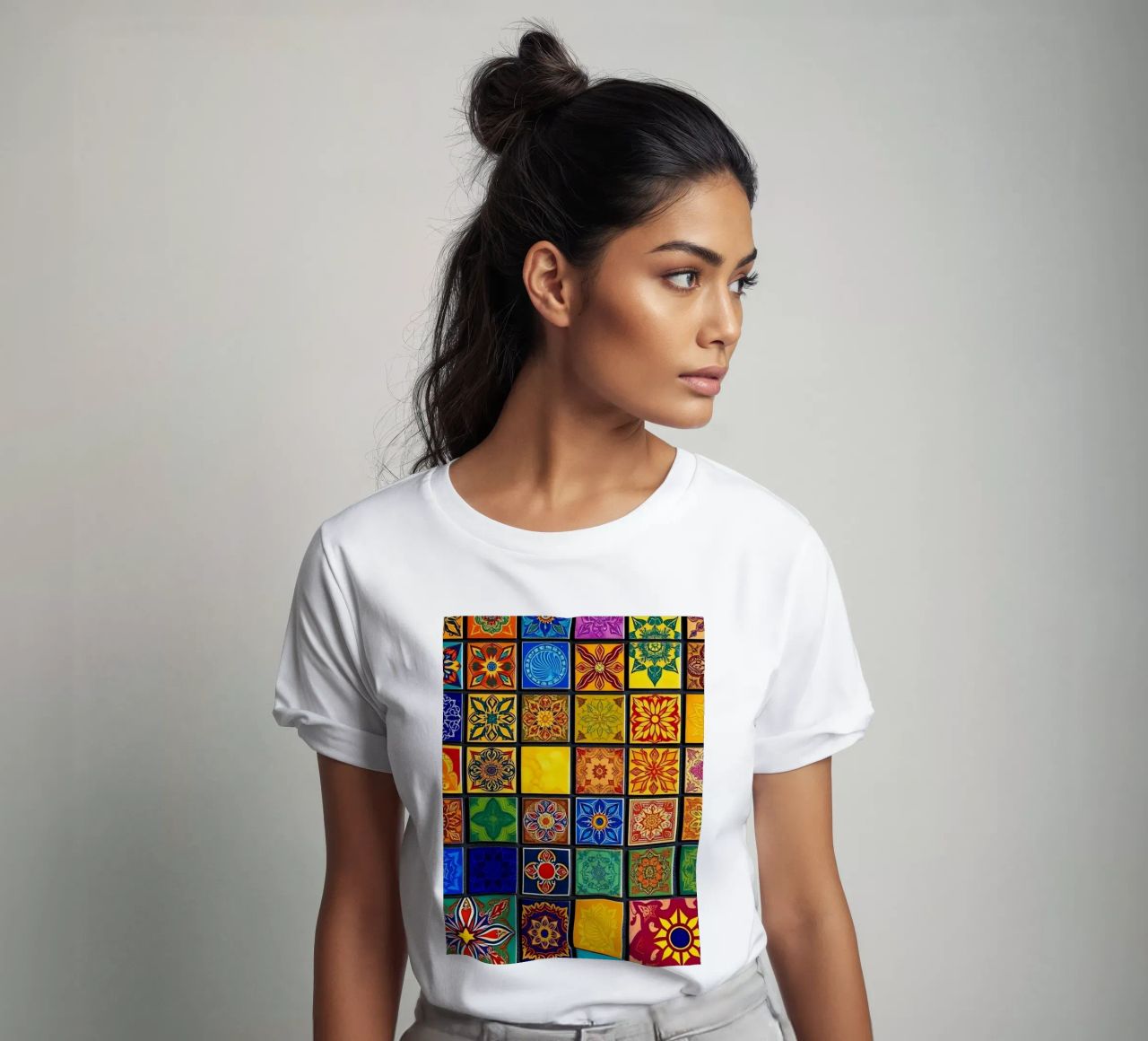 Colorful mosaic tiles with intricate patterns and design t-shirt by DesignDoodle