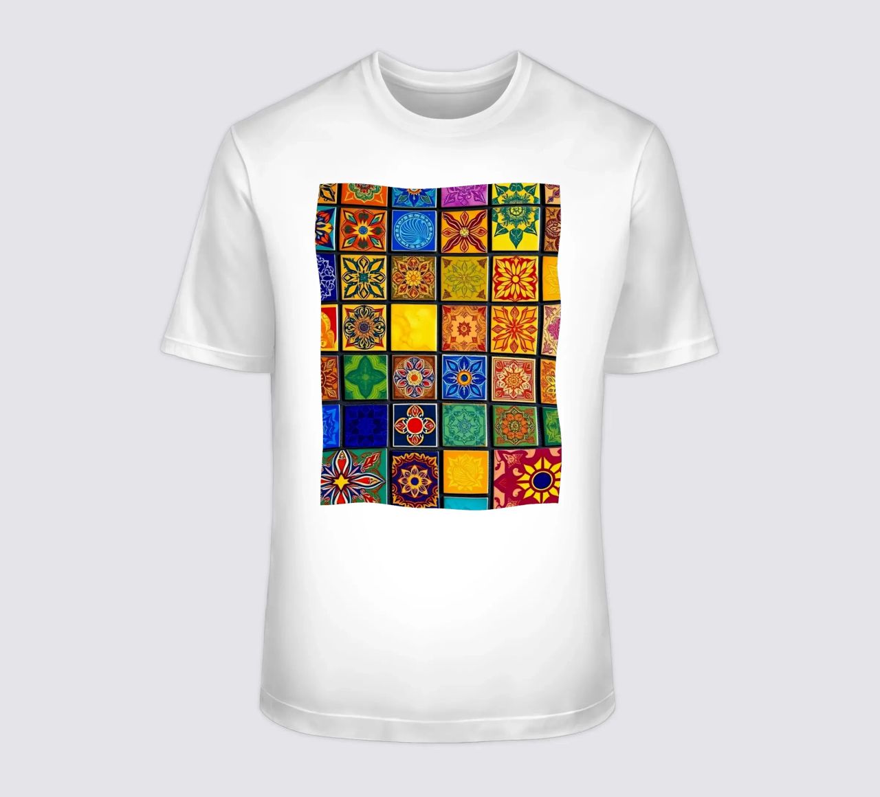 Colorful mosaic tiles with intricate patterns and design t-shirt by DesignDoodle