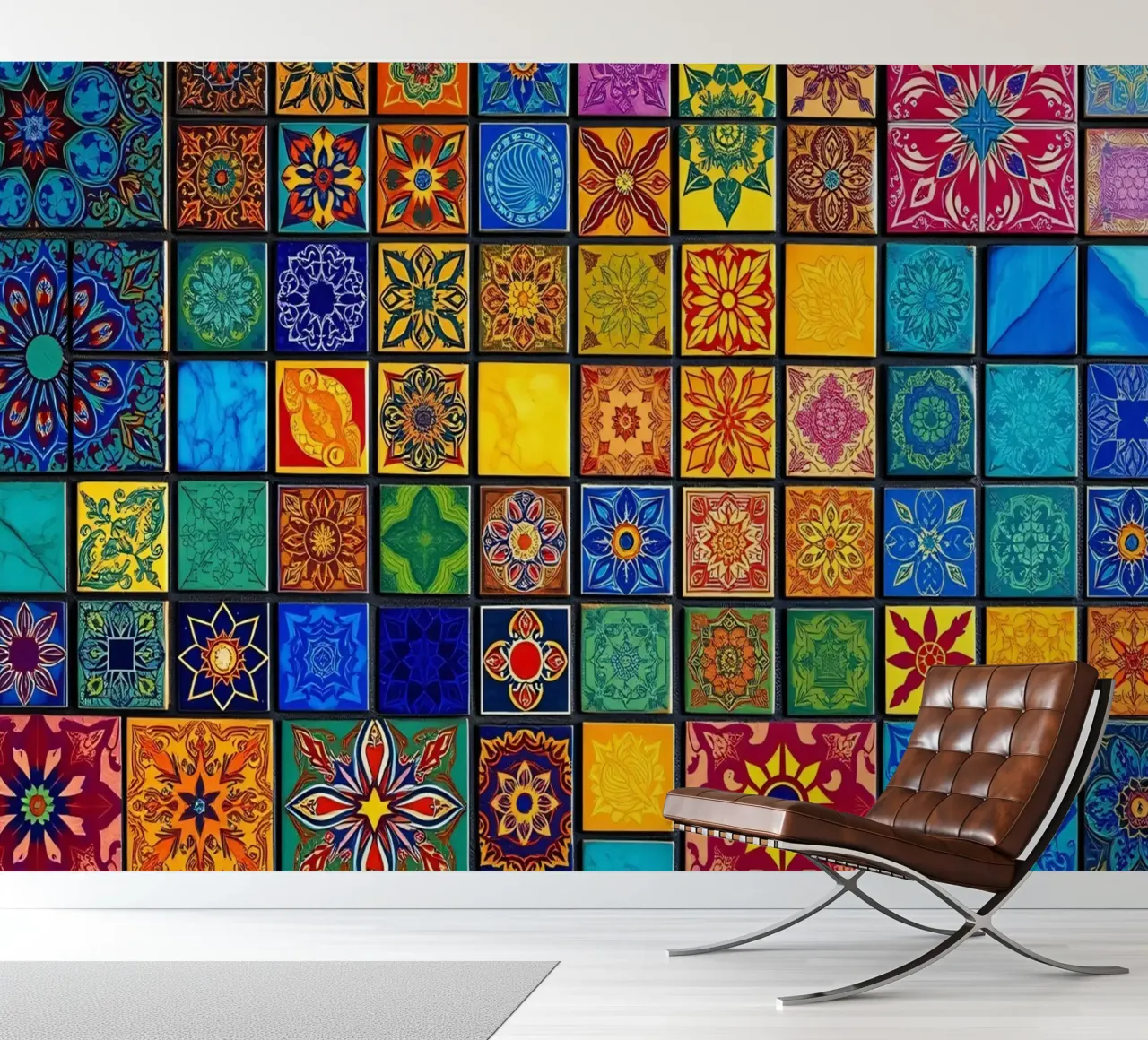 Colorful mosaic tiles with intricate patterns and design photo wallpaper by DesignDoodle