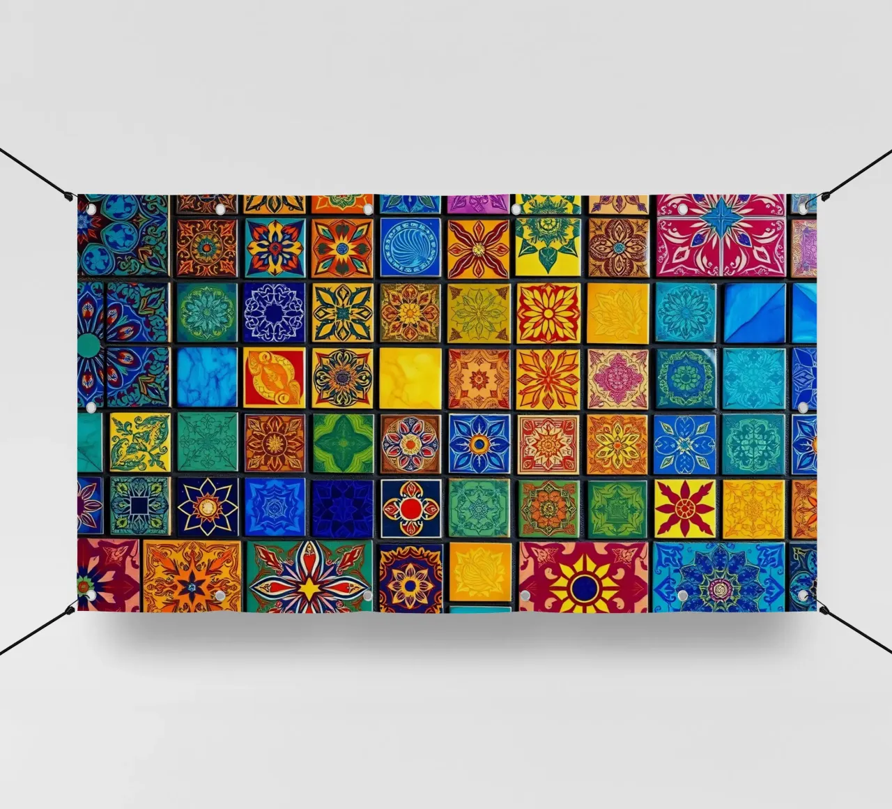 Colorful mosaic tiles with intricate patterns and design pvc cover by DesignDoodle