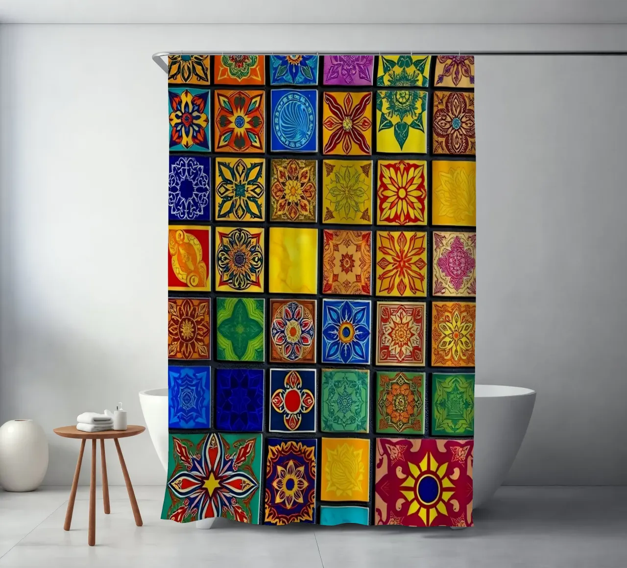 Carreaux de mosaïque colorés avec des motifs et des dessins complexes rideau de douche de DesignDoodle