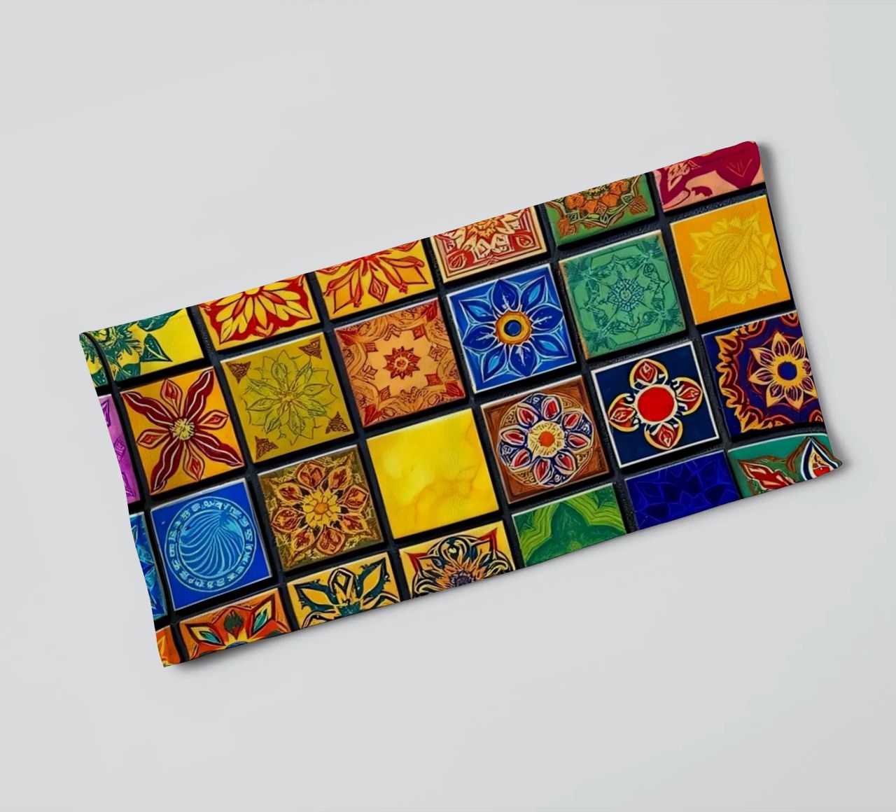 Colorful mosaic tiles with intricate patterns and design towel by DesignDoodle