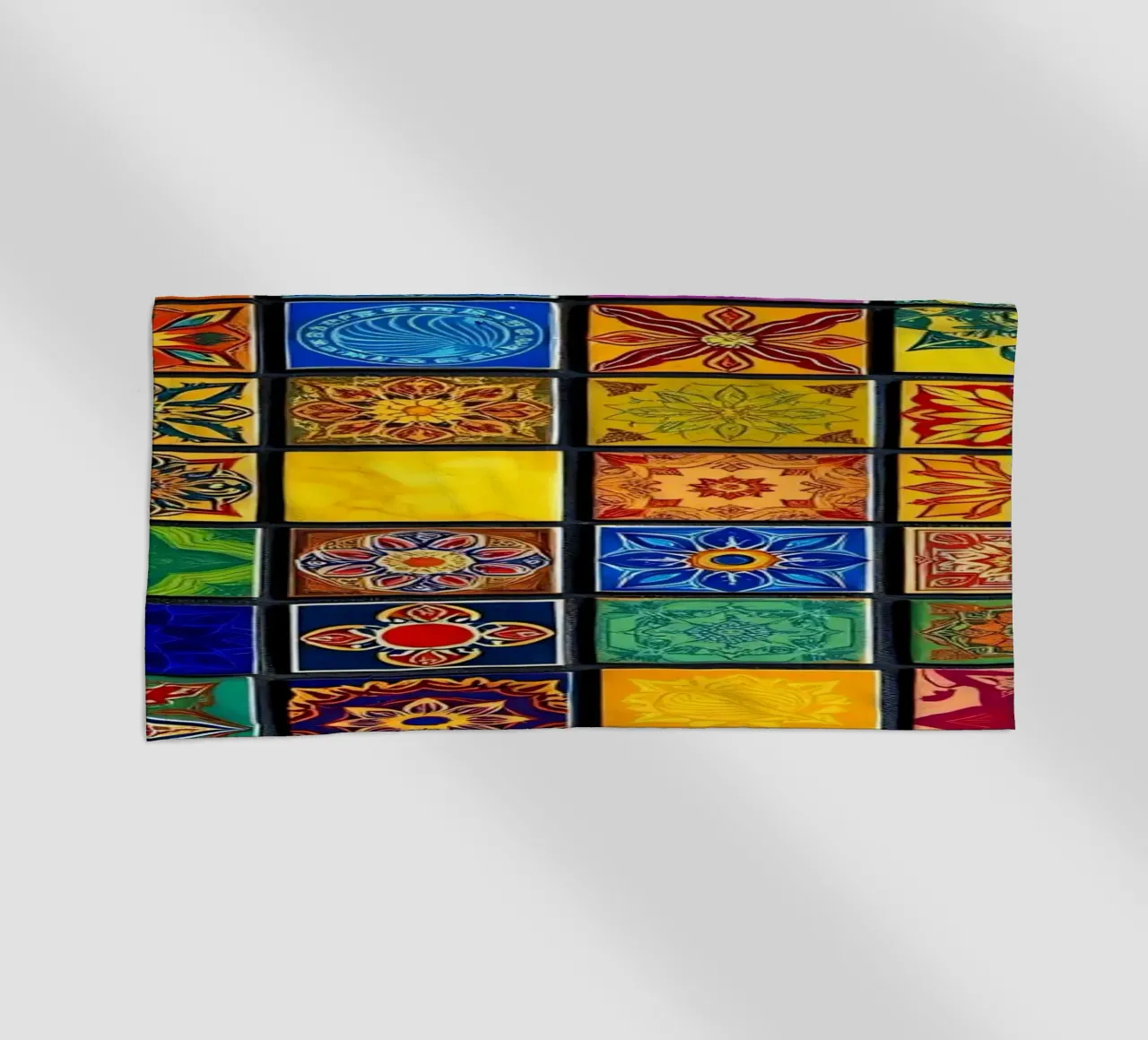 Carreaux de mosaïque colorés avec des motifs et des dessins complexes serviette de plage de DesignDoodle