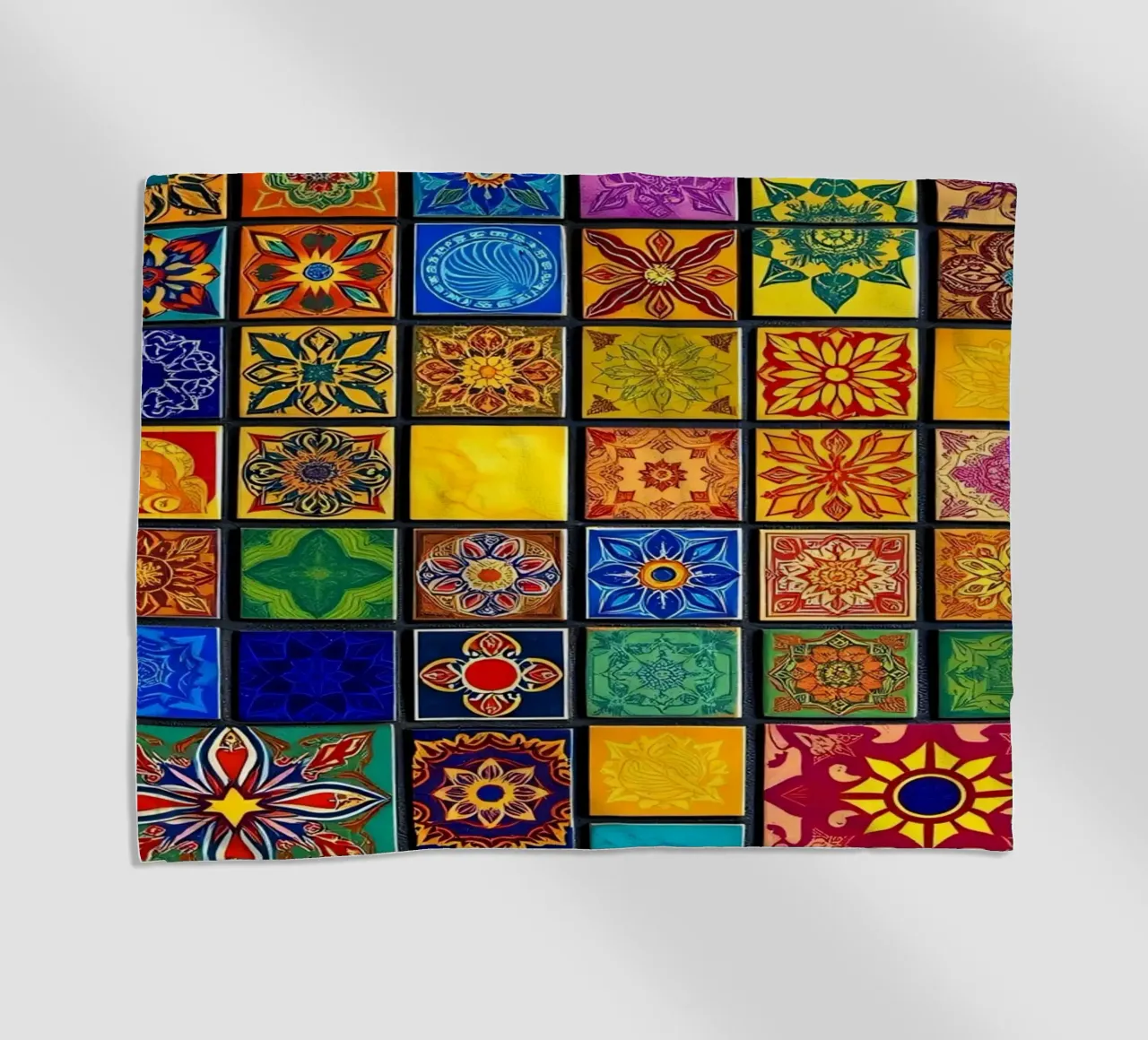 Carreaux de mosaïque colorés avec des motifs et des dessins complexes serviette de plage de DesignDoodle